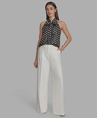 Bcbg Women's Printed Tie-Neck Sleeveless Blouse
