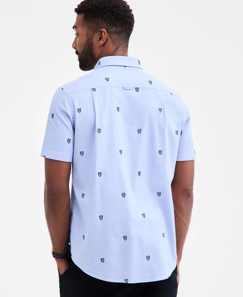 Club Room Men's Regular-Fit Stretch Heritage Crest-Embroidered Button-Down Oxford Shirt, Macy's Exclusive