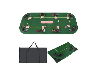 Akiudex 79 x 36 Inch 8-Player Foldable Poker Table Top with Carry Bag and Cup Holders