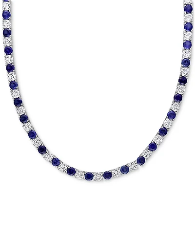Lab Created Blue Sapphire (16-5/8 ct. t.w.) & Lab Created White Sapphire (16-3/4 ct. t.w.) 17" Collar Necklace in Sterling Silver