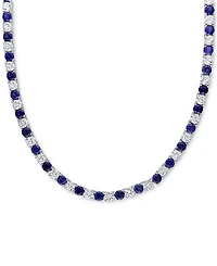 Lab Created Blue Sapphire (16-5/8 ct. t.w.) & Lab Created White Sapphire (16-3/4 ct. t.w.) 17" Collar Necklace in Sterling Silver
