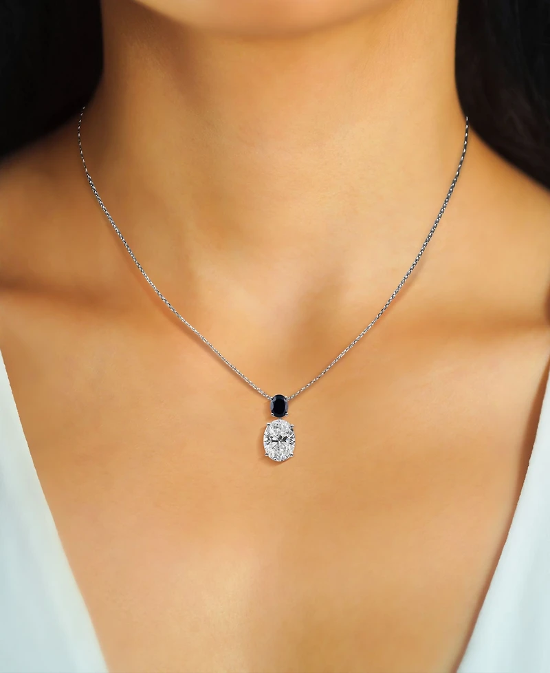 White Quartz 7-3/4 ct. t.w. Black Onyx 9 X 7 Mm Oval Statement Pendant in Sterling Silver