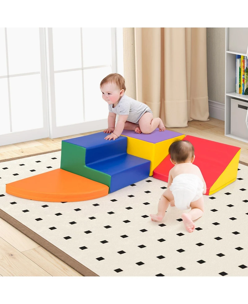Akiudex 4-Piece Climb and Crawl Foam Block Play Set for Infant Baby
