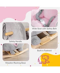 Cesicia Baby Rocking Horse Elephant Rocking Chair Toddler Rocker Toy with Sound Wooden Base Seat Safety Belt