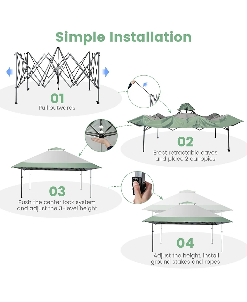 Gymax 13'x13' Outdoor Patio Pop Up Canopy Tent Sun Protection w/ Wheeled Bag