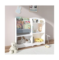 Cesicia 3 Tier Bookshelf for Kids, Fabric Toddler Bookcase Book Shelf for Kids Rooms, Bedroom, Playroom, Nursery, Toy Storage Organizer