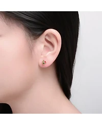 Rachel Glauber 14K Gold Plated with Red Enamel Heart Stud Earrings