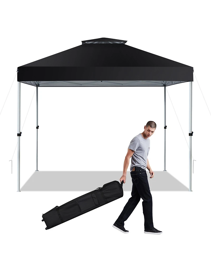 Gymax 2-Tier 10' x 10' Pop-up Canopy Tent Instant Gazebo Adjustable Carry Bag w/ Wheel