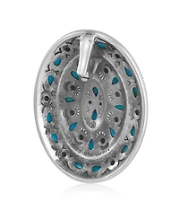 American West Jewelry American West Jewelry Sterling Silver Kingman Turquoise Cluster Gemstone Oval Pendant Enhancer