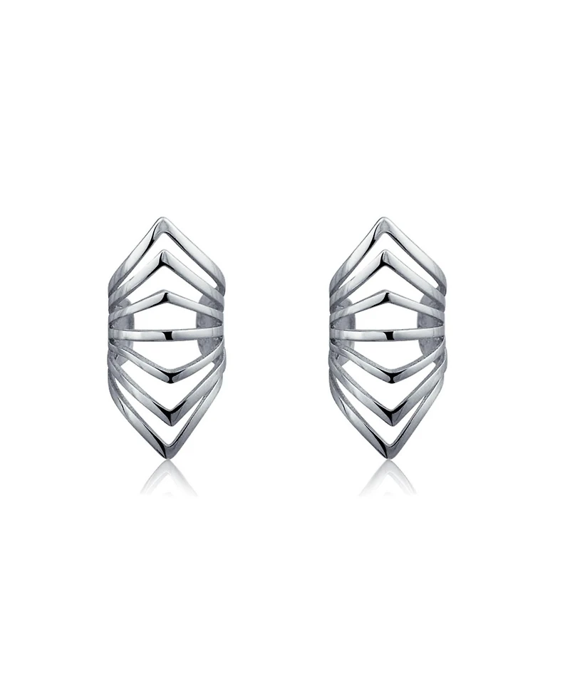 Bling Jewelry Set of 2 Geometric Chevron Cartilage Ear Cuffs Clip Wrap Helix Earrings Gold Plated .925 Sterling Silver