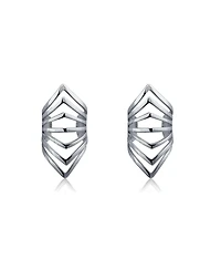 Bling Jewelry Set of 2 Geometric Chevron Cartilage Ear Cuffs Clip Wrap Helix Earrings Gold Plated .925 Sterling Silver