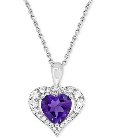 Lab Grown Ruby 1-7/8 ct. t.w. Lab-created White Sapphire 5/8 Heart Pendant Sterling Silver