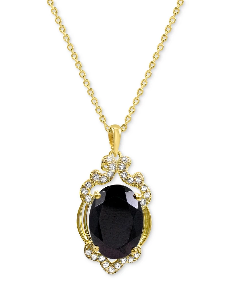 Lab Grown Opal 14x10mm Lab-created White Sapphire 1/3 ct. t.w. Oval Statement Pendant 14K Gold-Plated Sterling Silver