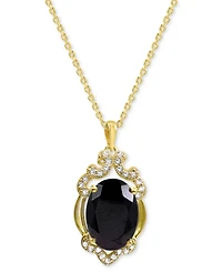 Lab Grown Opal 14x10mm Lab-created White Sapphire 1/3 ct. t.w. Oval Statement Pendant 14K Gold-Plated Sterling Silver