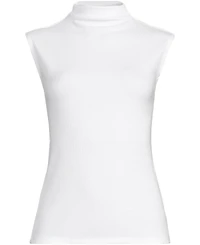 Lands' End Plus Cap Sleeve Drapey Rib Fitted Funnel Neck Tank