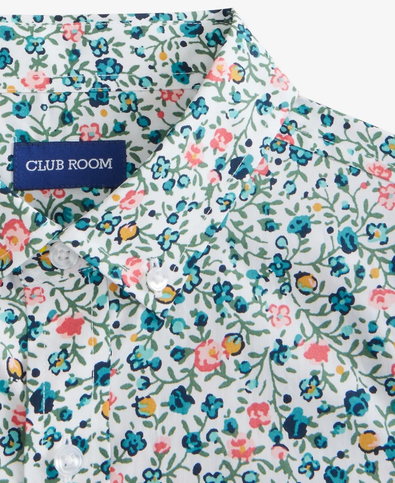 Club Room Men's Fortier Regular-Fit Stretch Floral Button-Down Poplin Shirt, Macy's Exclusive