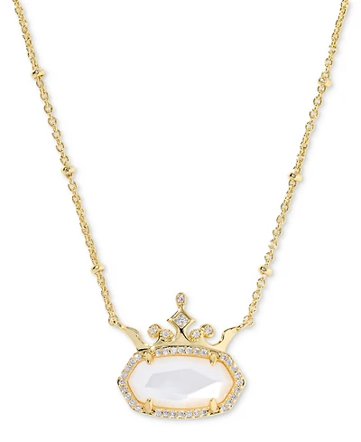 Kendra Scott Disney Elisa Princess Light Pink Iridescent Abalone Pendant Necklace 14K Gold Over Brass