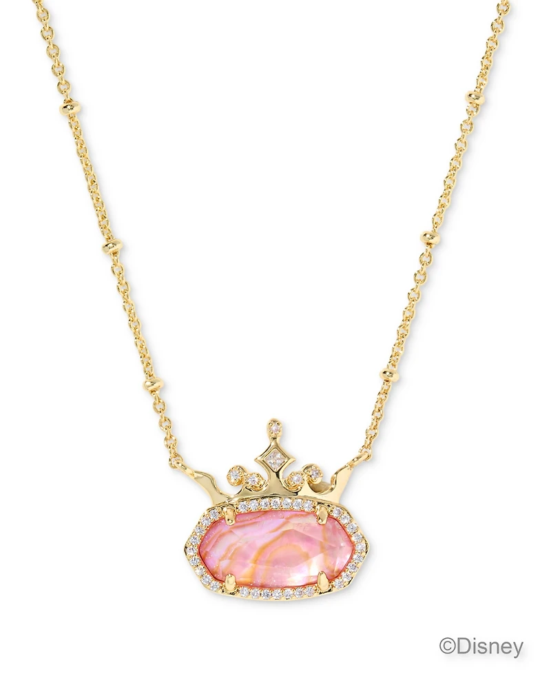 Kendra Scott Disney Elisa Princess Light Pink Iridescent Abalone Pendant Necklace 14K Gold Over Brass
