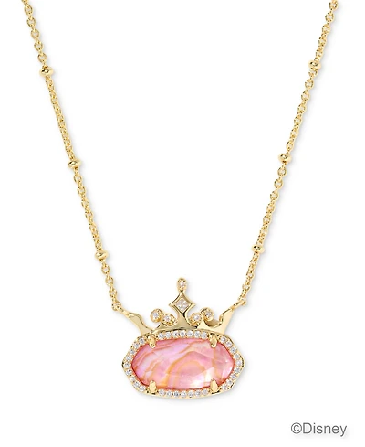 Kendra Scott Disney Elisa Princess Light Pink Iridescent Abalone Pendant Necklace 14K Gold Over Brass