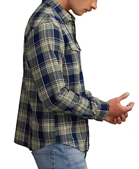 Lucky Brand Men's Indigo Plaid Western Long Sleeve Snap-Front Shirt