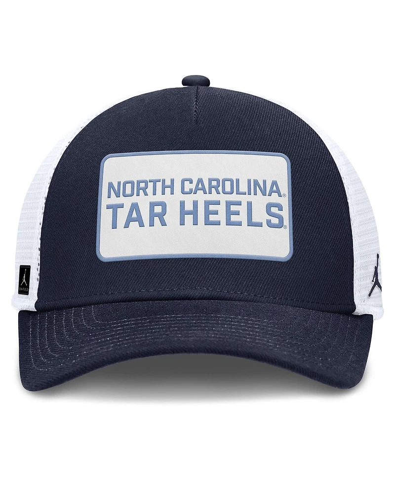 Jordan Men's Navy/White North Carolina Tar Heels 2025 On-Field Rise Patch Trucker Adjustable Hat