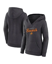 Logo Athletic Women's Heather Charcoal Phoenix Suns Triumphant V-Neck Pullover Hoodie