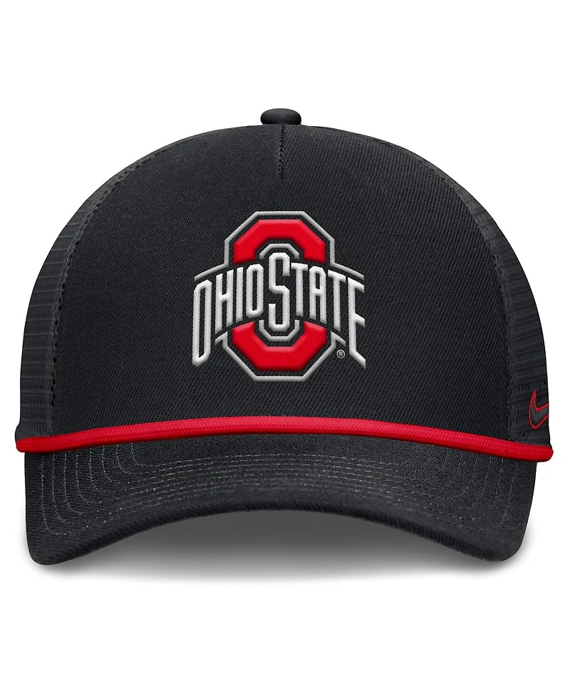 Nike Men's Black Ohio State Buckeyes Rise Primetime Trucker Adjustable Hat