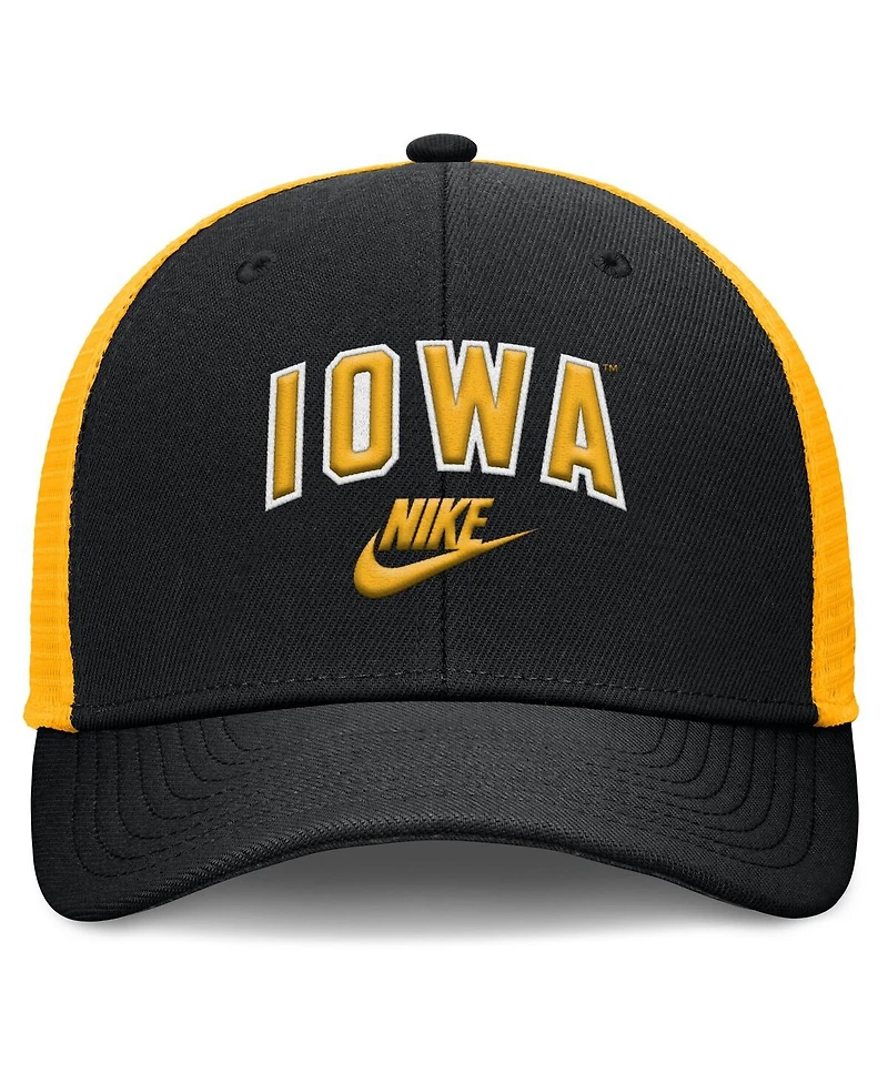 Nike Men's Black/Gold Iowa Hawkeyes Legacy Arch Rise Performance Trucker Adjustable Hat