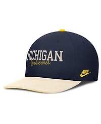 Nike Men's Navy/Cream Michigan Wolverines Pro Legacy Script Snapback Hat