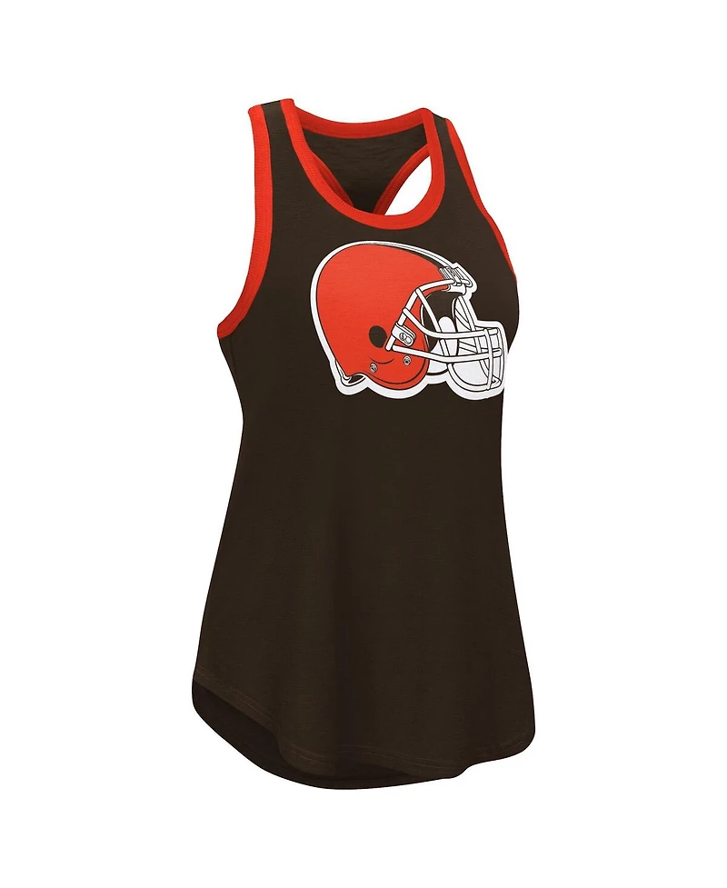 G-iii 4Her by Carl Banks Women's Brown Cleveland Browns Tater Burnout Scoop Neck Tank Top