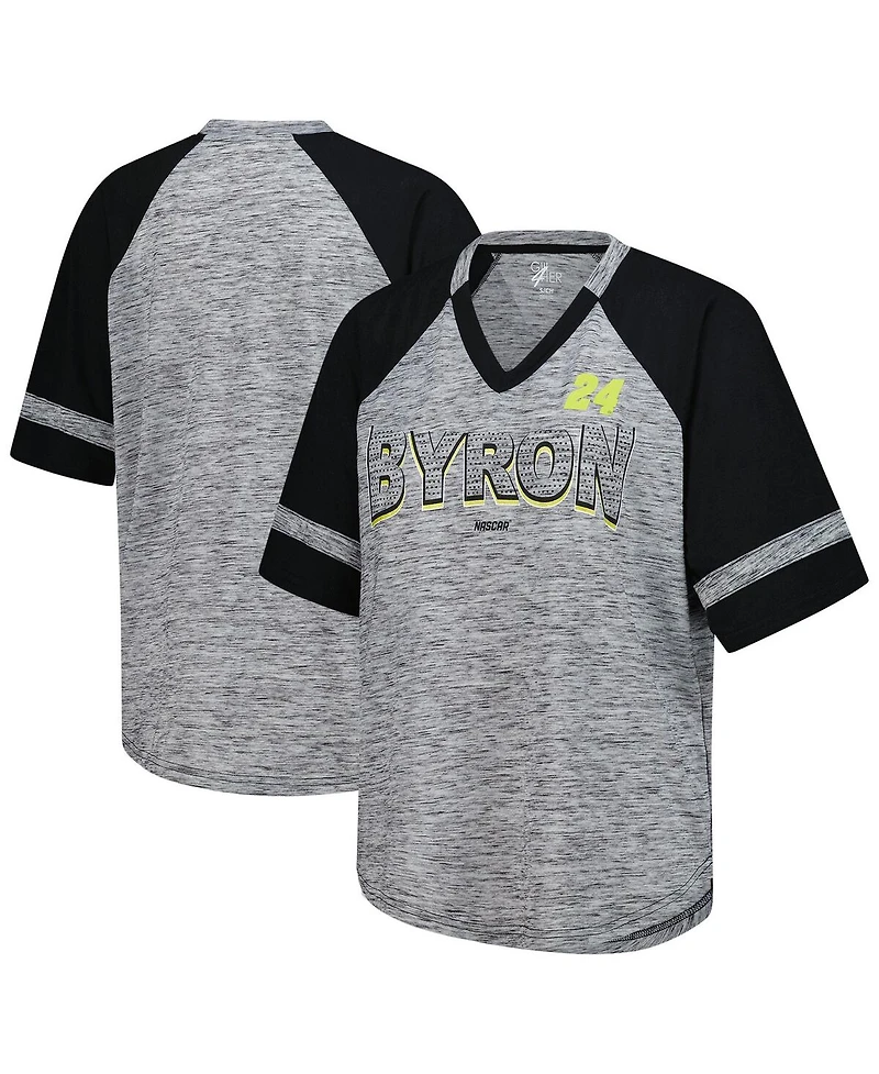 G-iii 4Her by Carl Banks Women's Heather Gray William Byron Hall of Fame Oversized Raglan V-Neck T-Shirt