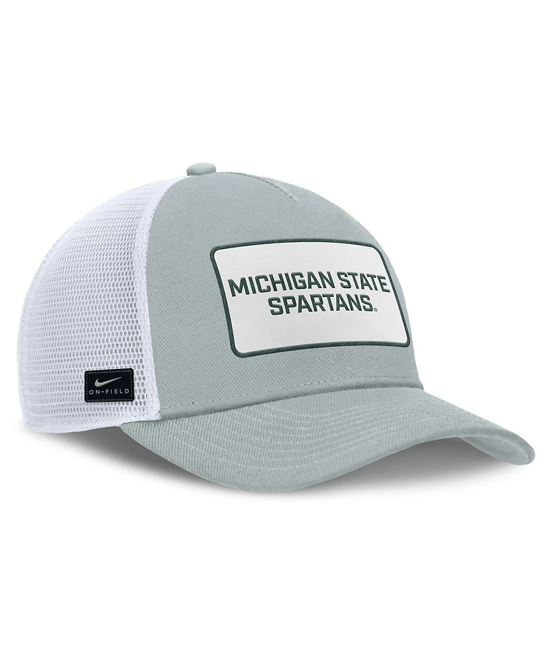 Nike Men's Gray/White Michigan State Spartans 2025 On-Field Rise Patch Trucker Adjustable Hat