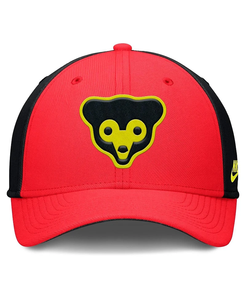 Nike Men's Crimson/Black Chicago Cubs Neon 90s Rise Swoosh Flex Hat