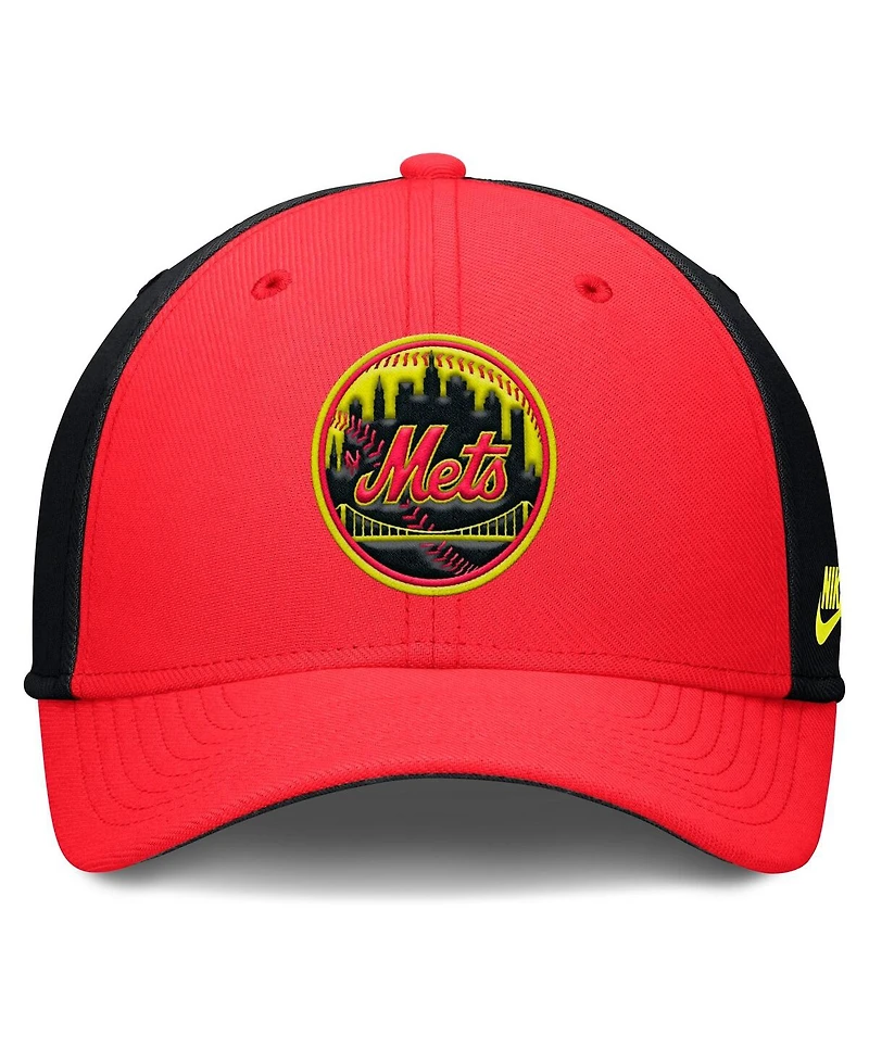 Nike Men's Crimson/Black New York Mets Neon 90s Rise Swoosh Flex Hat