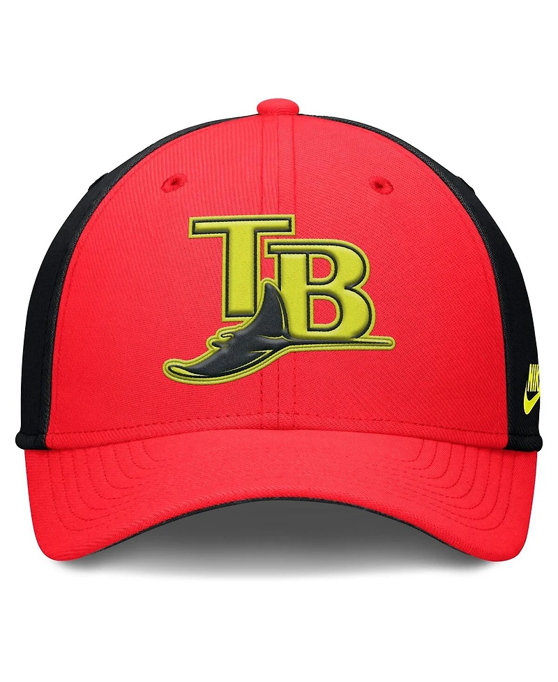 Nike Men's Crimson/Black Tampa Bay Rays Neon 90s Rise Swoosh Flex Hat