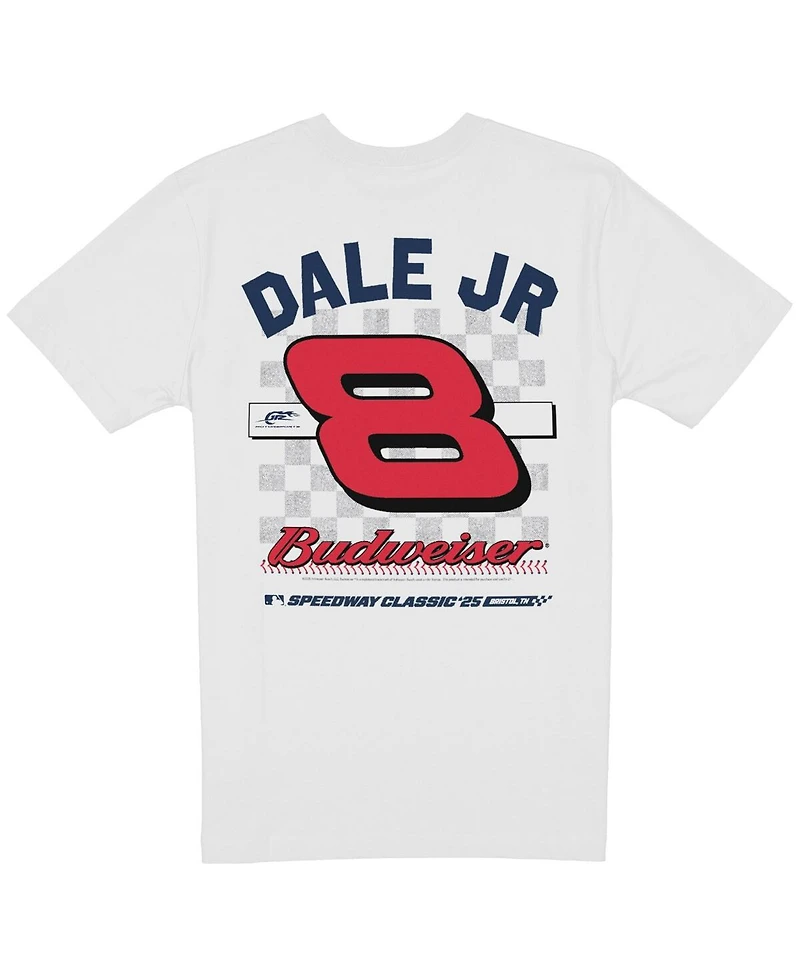 New Era Men's White Dale Earnhardt Jr. Budweiser x Mlb 2025 Speedway Classic Car T-Shirt