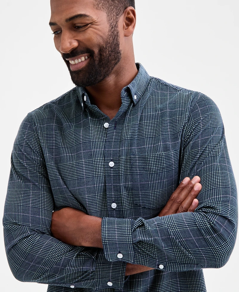 Club Room Men's Glen Plaid Cotton Corduroy Shirt, Macy's Exclusive