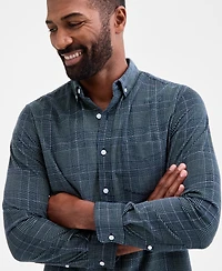 Club Room Men's Glen Plaid Cotton Corduroy Shirt, Macy's Exclusive