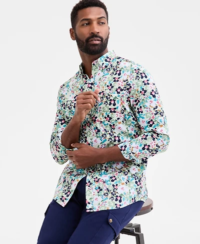 Club Room Men's Derek Floral Button-Down Poplin Shirt, Macy's Exclusive