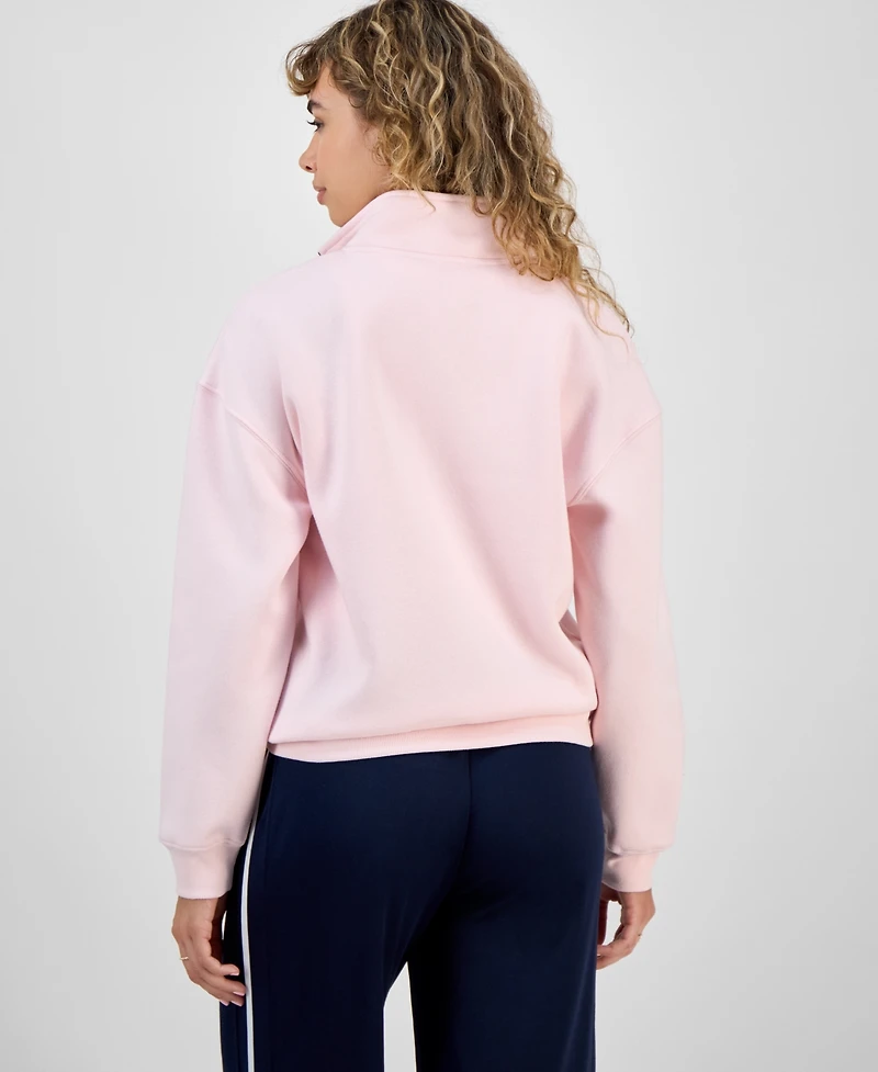 Hippie Rose Juniors' Drop Shoulder Quarter-Zip Sweatshirt