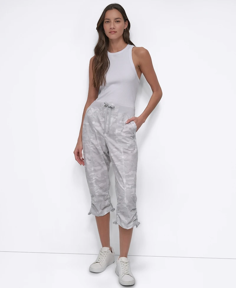 Dkny Women's Convertible Capri Cotton Poplin Cargo Pants
