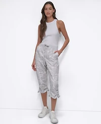 Dkny Women's Convertible Capri Cotton Poplin Cargo Pants