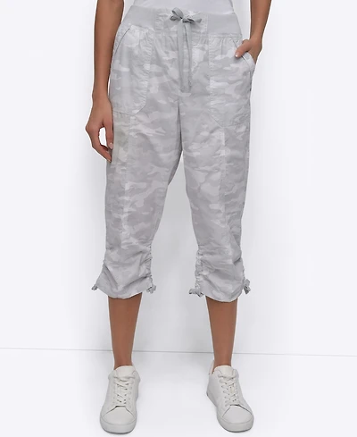 Dkny Women's Convertible Capri Cotton Poplin Cargo Pants