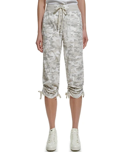 Dkny Women's Convertible Capri Cotton Poplin Cargo Pants