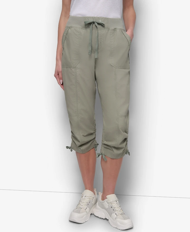 Dkny Women's Convertible Capri Cotton Poplin Cargo Pants