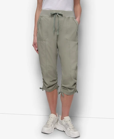 Dkny Women's Convertible Capri Cotton Poplin Cargo Pants