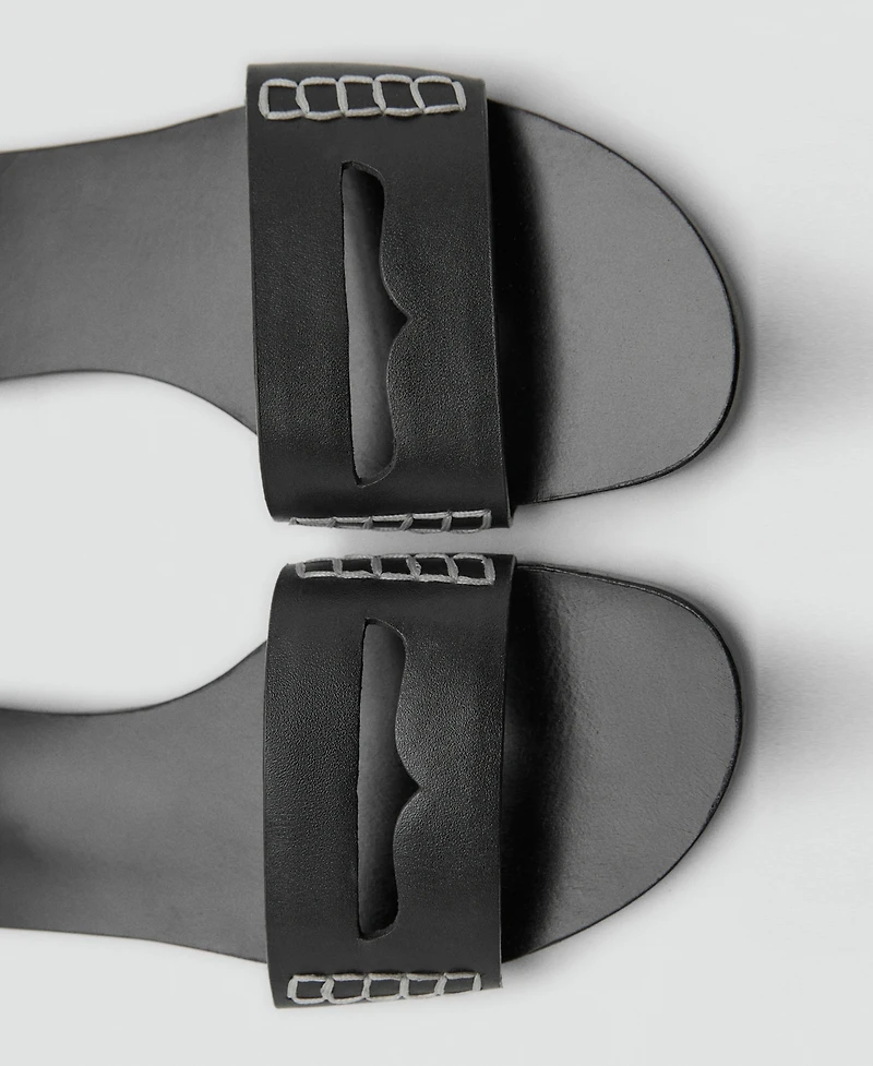 Mango Women's Wide Strap Leather Sandals