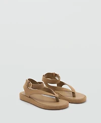 Mango Women's Buckle Split Leather Sandals