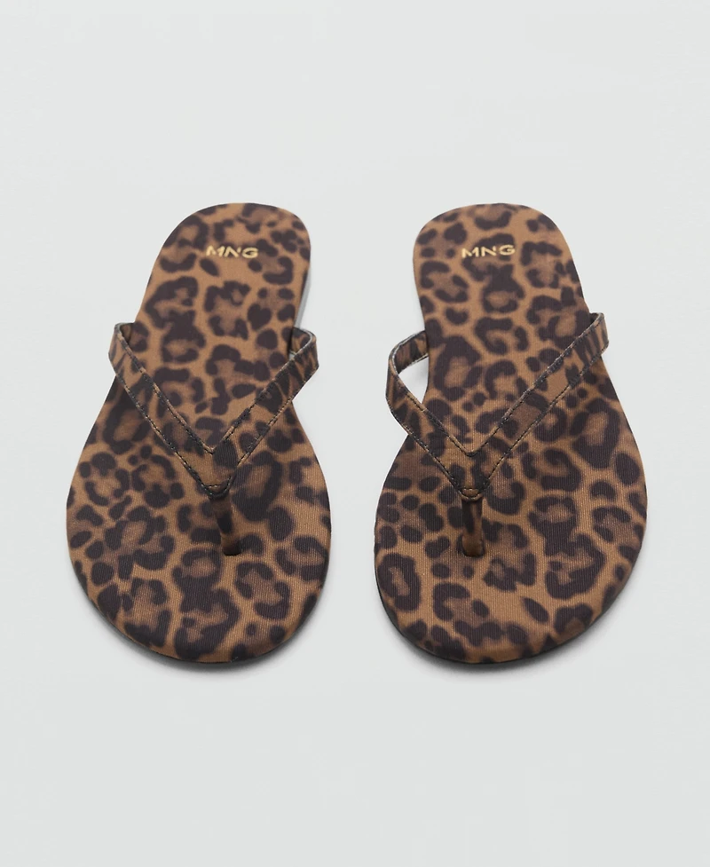 Mango Women's Leopard Print Strap Sandals