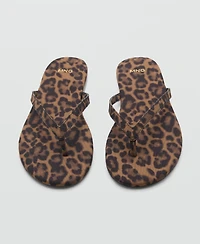 Mango Women's Leopard Print Strap Sandals